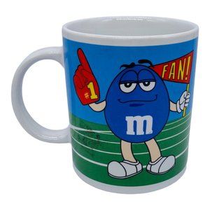 VTG M&M Mug Blue Football Field Sports Fan Blue Green Cheerleader Galerie 2003